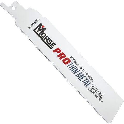 Morse Bi-Metal Pro Thin Metal Reciprocating Saw Blade 6" x 1" .42" 18 TPI 25 Pack