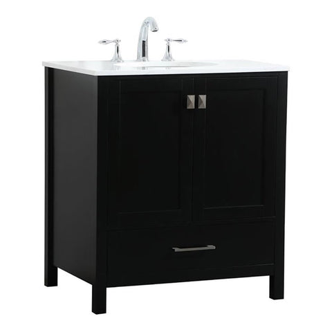 Elegant Decor Irene 30" Zinc Alloy MDF Single Bathroom Vanity in Black