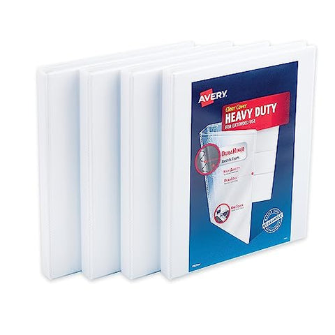 Heavy-Duty Non Stick View Binder With Durahinge And Slant Rings 3 Rings 0.5 inch Capacity 11 X 8.5 White 4/pack