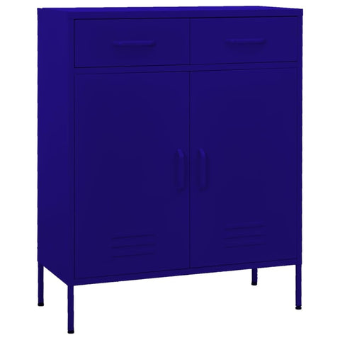 vidaXL Steel Storage Cabinet with Adjustable Shelf - Navy Blue - 31.5"x13.8"x40" - Industrial Style - 2 Doors and Drawers - Ideal for Books, DVDs, Multimedia Appliances