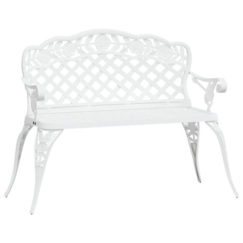 vidaXL Garden Bench White Cast Aluminum, Cast Iron 42.5 in Width