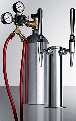 Summit Appliance KitSTOUTTWIN Dual Tap System with Nitrogen Tank to Serve Nitro-Infused Stout Beer From Most Kegerators, N2 Tank Included for Proper Stout Service