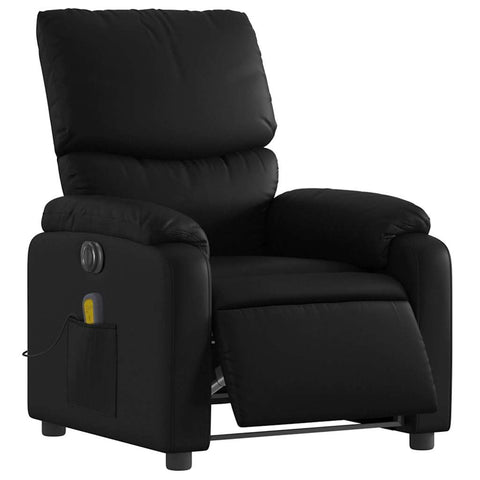 vidaXL Electric Massage Recliner Chair - Adjustable Black Faux Leather Armchair with Vibration Massage, Convenient Side Pocket - Comfortable Lounge Seating for Living Room