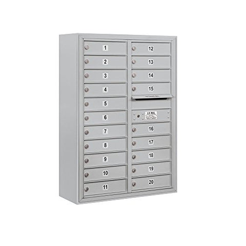 Surface Mounted 4C Horizontal Mailbox Unit (Includes 3711D-20AFU Mailbox and 3811D-ALM Enclosure) - 11 Door High Unit (42-1/8 Inches) - Double Column - 20 MB1 Doors - Aluminum - Front Loading - USPS Access