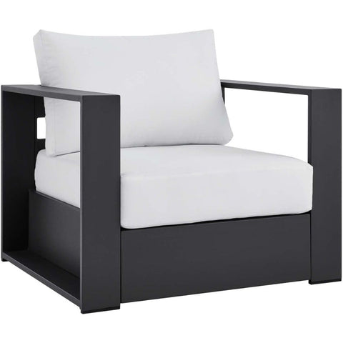 Oakestry Tahoe Aluminum Outdoor Patio Armchair Gray White Modern Outdoor Chair with Durable Aluminum Frame Comfortable Seating for Garden Backyard Porch and Patio