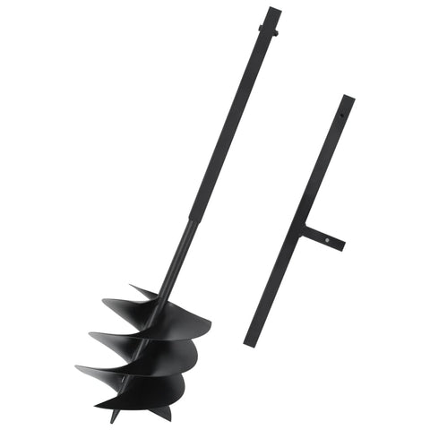 vidaXL Garden Auger, Planting Auger with Handle, Garden Auger Drill Bit Hole Digger with Double Spirals, Bulb Auger Tool for Gardening, Steel Black