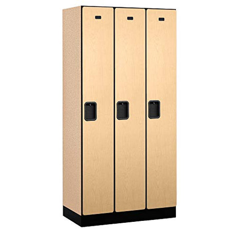 12 Wide Single Tier Designer Wood Locker - 3 Wide - 6 Feet High - 18 Inches Deep - Maple