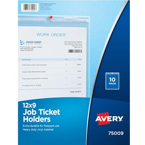 Job Ticket Holders Heavy Gauge Vinyl 9 X 12 Clear 10/pack