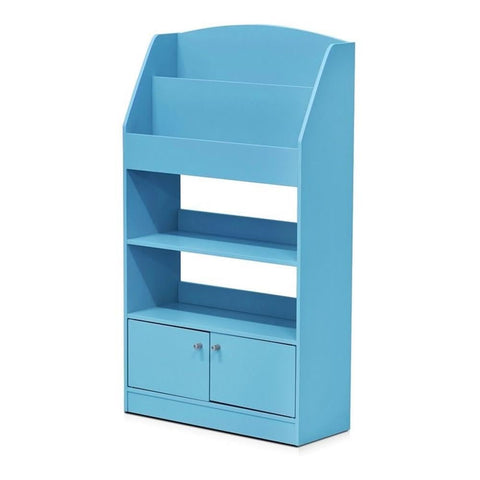 Furinno LOVA Book Shelf, Magazine Bookshelf, Bookcase with Storage Cabinet, 9.4 x 24.6 x 43.3, for Living Room, Bedroom, Home Office, Light Blue