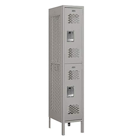 Salsbury Industries 72158GY-U 12" Double Tier Vented, 1 Wide x 5 Feet High x 18 Inches Deep, Unassembled Metal Locker, Gray