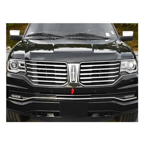 QAA is Compatible with 2015-2017 Lincoln Navigator 1 Piece Stainless Front Grille Accent Trim, Logo Surround SG55655