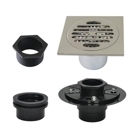 Kingston Brass BSFK4262BN Watercourse 4" Square Brass Shower Drain, Brushed Nickel