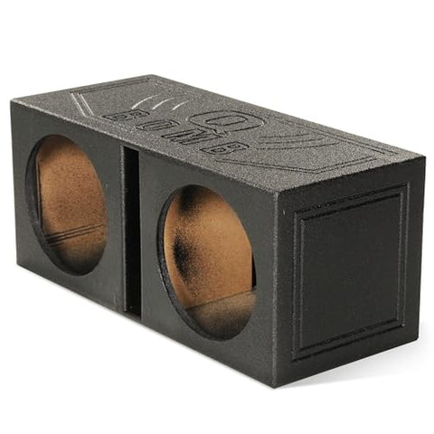 Q Power 12 Inch Dual Subwoofer Box, High-Performance Vented Speaker Enclosure, Black - Car Audio and Sound System Accessories - Portable Equipment for Subwoofers