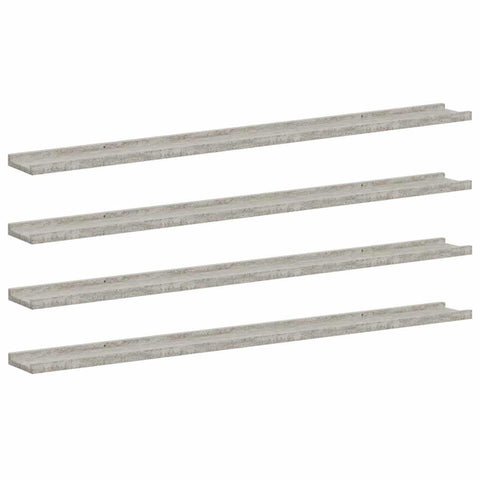 vidaXL Wall Shelves Floating Shelves Display Shelves 4 Pcs Concrete Gray MDF - Home Office Living Room