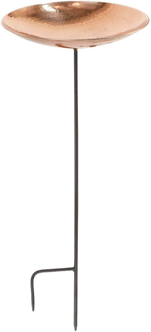 Oakestry Polished Copper Birdbath with Stake