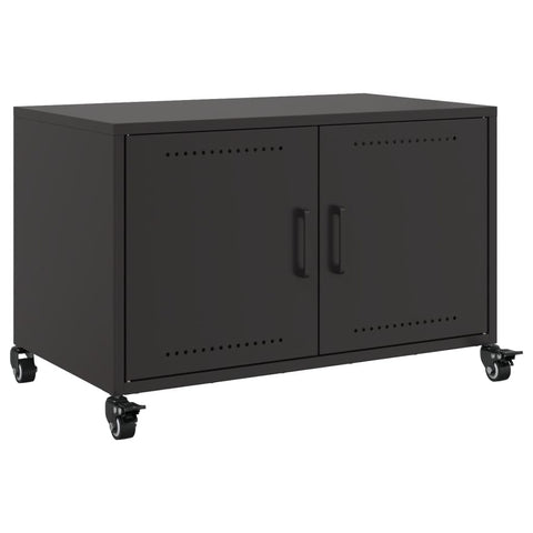 vidaXL TV Cabinet Black Cold-Rolled Steel Small TV Cabinet Rectangular