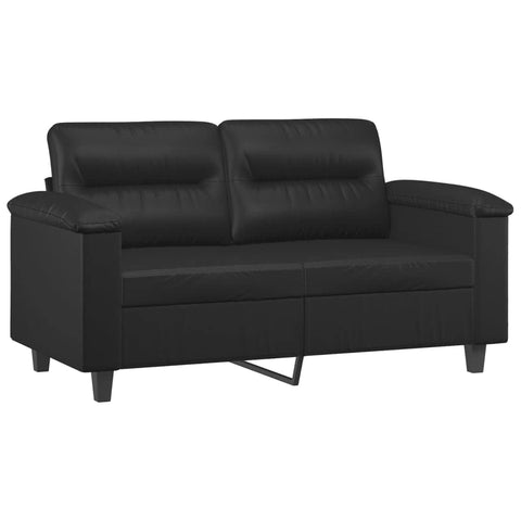 vidaXL Modern 2-Seater Sofa with Durable Metal Frame & Black Faux Leather Upholstery - Easy to Clean & Comfortable Seating for Living Room & Lounge Area