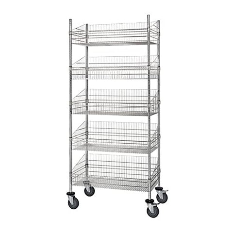 Quantum Storage Systems WRC74-BSK2460C-5 Mobile Unit with 5 Wire Post Baskets, 24" x 60"