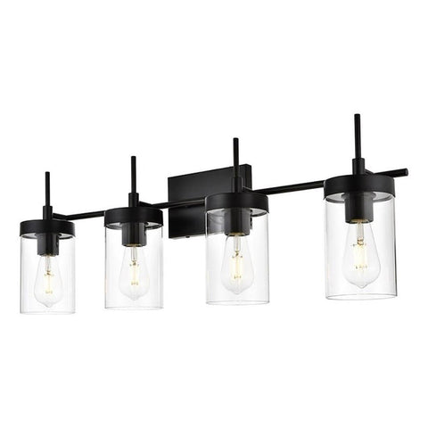 Living District Benny 4-Light Iron & Glass Bath Sconce in Black/Clear