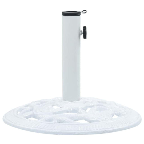 vidaXL Cast Iron Umbrella Base Stand - White Patio Parasol Holder with Adapter, Decorative Scrollwork, Fits 1.3"/1.4"/1.8" Diameter Poles for Outdoor, Garden Stability