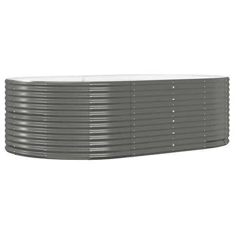 vidaXL Robust Outdoor Garden Raised Bed 83.5"x55.1"x26.8" - Weather- Powder-Coated Steel Patio Balcony Planter - Assembled Oval Shape, Gray