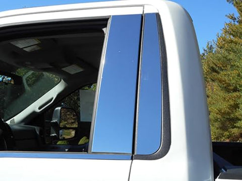 QAA Part is a 4 Piece Stainless Steel Pillar Post Trim, with Cutout for keyless Touch pad That is Compatible with Ford F-250 & F-350 Super Duty Regular Cab 2023-2024 PP63321