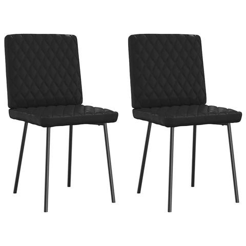 vidaXL - Black Faux Leather Dining Chairs Set of 2 - Modern Kitchen Seating with Metal and Wood Frame, Comfortable Foam Filling - Versatile for Dining Room/Living Room