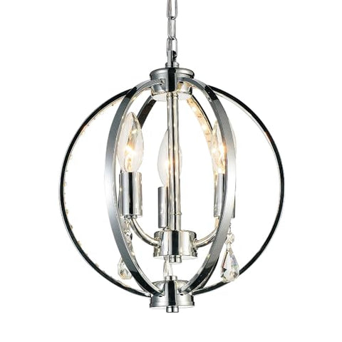 CWI Lighting 10'' Chrome Contemporary Pendant Light for Kitchen Island, Entryway, Bathroom - LED Compatible 3-Light with E12 Bulb Base