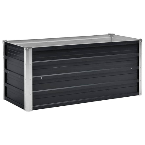 vidaXL Garden Raised Bed Galvanised Steel, Rectangular Garden Planter for Flowers and Planters, Bottomless Raised Flower Bed, Weather-Resistant, Anthracite, 39.4"x15.7"x17.7"