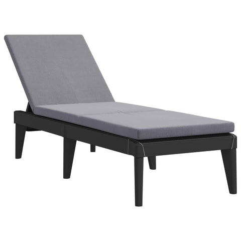 vidaXL Sun Lounger with Cushion - Adjustable Backrest, Lightweight Anthracite Outdoor Chaise Lounge Chair
