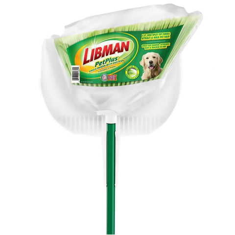 Libman 129807 8.5 in. Pet Plus Angle Broom Green & White - Pack of 4