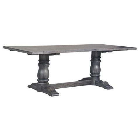 Acme Leventis Rectangular Wood Top Trestle Dining Table in Weathered Gray