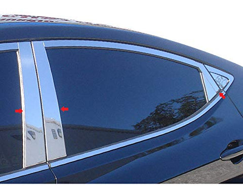 QAA is Compatible with 2011-2013 Hyundai Elantra 6 Piece Stainless Pillar Post Trim PP11341