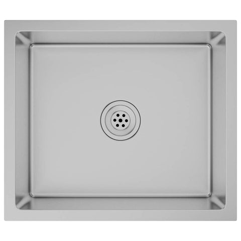 vidaXL Kitchen Sink with Strainer, Drop-in Sink, Single Bowl, Noise Reduction, Quick Flow, Anti-Condensation, Corrosion Resistant, Food Grade, Silver 20.1-inch Stainless Steel Rectangular