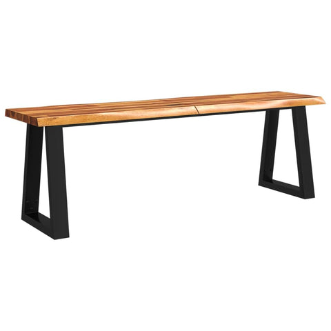 vidaXL Live Edge Solid Acacia Wood Bench for Dining Room Entryway Seating | Powder Coated Steel Frame Accommodates Up to 3 Adults Elegant Rustic Design Easy Maintenance Indoor Living Hallway