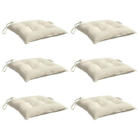 vidaXL Chair Cushion Set of 6 Cream White Oxford Fabric 19.7x19.7x2.8 in