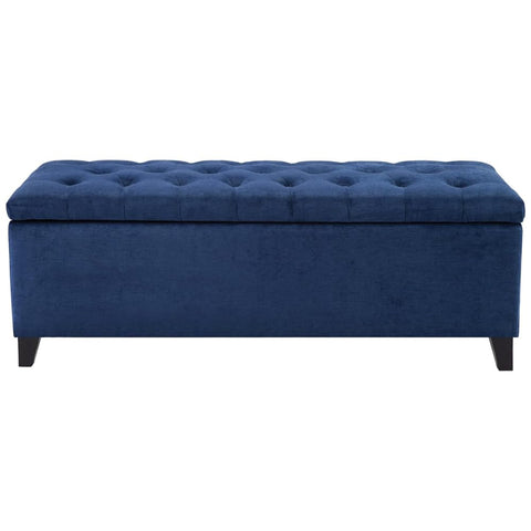 Oakestry Contemporary Style Shandra Storage Ottoman Tufted Design with Top Upholstered Bench Foot Rest for Bedroom and Living Room Decor, Medium, Navy
