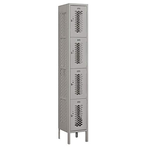 Salsbury Industries 74162GY-A 12" Four Tier Vented, 1 Wide x 6 Feet High x 12 Inches Deep, Assembled Metal Locker, Gray