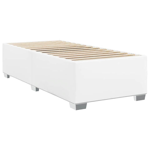 vidaXL Twin XL Platform Bed Frame - Faux Leather White - Modern Durable Bedroom Furniture - fits 39.4"x79.9" Mattress