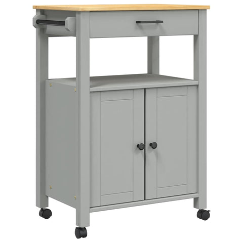vidaXL Kitchen Trolley, Wooden Kitchen Trolley on Wheels, Rolling Cart for Living Room, Storage Serving Trolley Rack, Solid Wood Pine