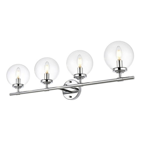 Living District Ingrid 4-Light Iron & Glass Bath Sconce in Chrome and Clear