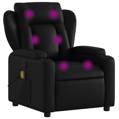 vidaXL Adjustable Massage Recliner Chair in Black Faux Leather for Indoor Comfort with Reclining Function and Armrest Support Modern Single Sofa Home Ergonomic Recline Theater