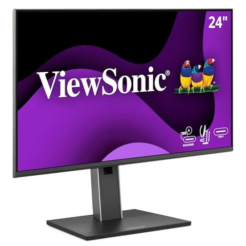 ViewSonic VG2458 24 Inch 1080p IPS Docking Monitor with Advanced Ergonomics, 100W USB C, 5-Port USB Hub, HDMI, DisplayPort, and Daisy Chain for Home and Office