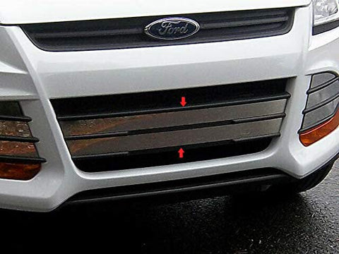 QAA is Compatible with 2013-2016 Ford Escape 2 Piece Stainless Front Grille Accent Trim, Overlay Package, Center Pieces with Adhesive Promoter SG53361