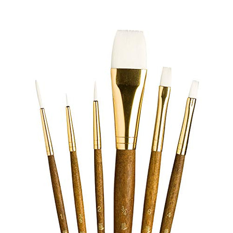 Princeton RealValue Brush Set, White Taklon, Brown Handle, 6 Piece, 1 Count
