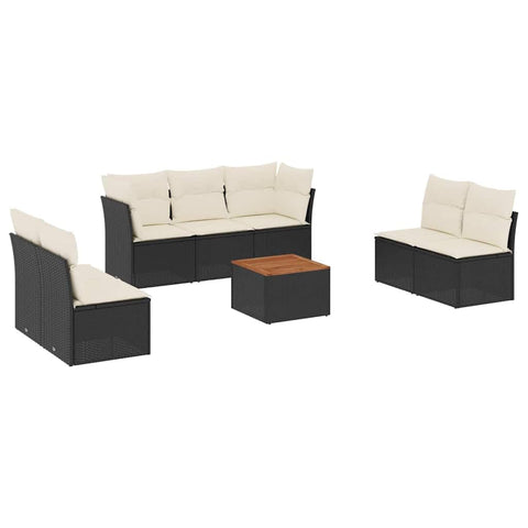 vidaXL Patio Sofa Set with Cushions 8 Piece, Outdoor Conversation Set with Storage, Patio Furniture Set, Modern Style, Black Poly Rattan