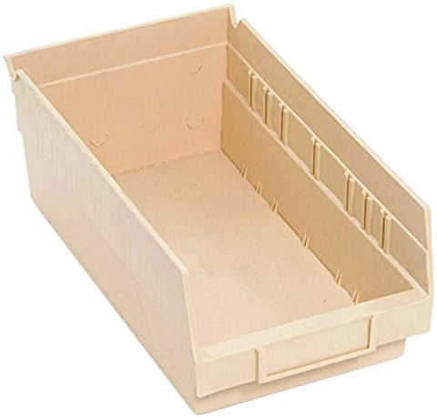 Quantum Storage Systems QSB102IV 30-Pack 4" Hanging Plastic Shelf Bin Storage Containers, 11-5/8" x 6-5/8" x 4" , Ivory
