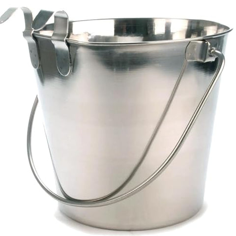 Jeffers Stainless Steel Flat - Sided Hanging Pail with 1 Hook | 2 Quart | 77820F Durable, Rust - Resistant, Perfect for Food, Water in Kennels, Crates, & Cages for Livestock