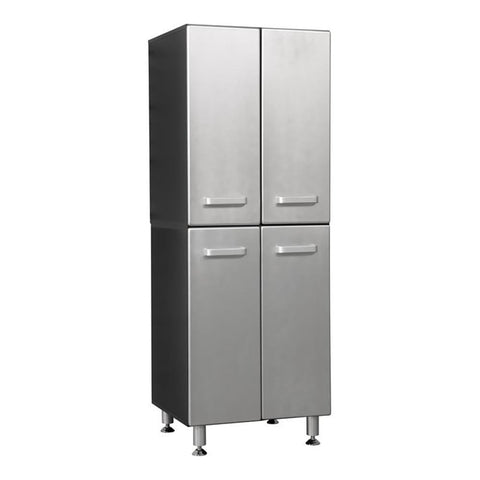 American Furniture Classics Tuff Stor 23.5" 4-Door Contemporary Wood Garage Storage Cabinet in Silver/Black