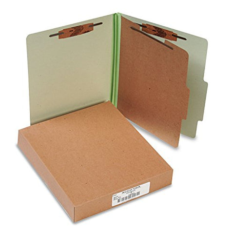 Pressboard Classification Folders 2 inch Expansion 1 Divider 4 Fasteners Letter Size Leaf Green Exterior 10/Box